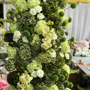 Set de Pared de Flores Artificiales Promise, Verde y Blanco Mixto, Hecho a Mano, Poliéster, Alta Simulación, Decoración para Bodas - Product Image 3