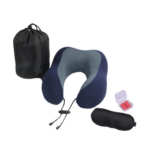 Travelsky Gối Cổ Du Lịch Bằng Mút Xốp Hình Chữ U Thoải Mái Có Nút Bịt Mắt - Product Image 1