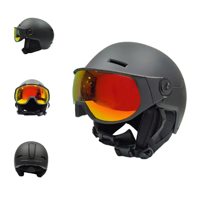 Casco de snowboard a prueba de viento EN1077 para esquiar unisex, casco ajustable personalizado para adultos, casco de esquí alpino con gafas