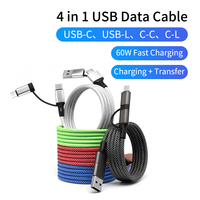 Cable de Carga Magnético Autoenrollable de 1m con Certificación CE, Carga Rápida PD de 60W, Cable USB Trenzado de Nailon Anti-Enredos para Todos los Teléfonos Móviles