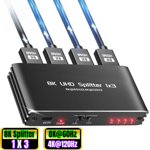 Répartiteur <span class=keywords><strong>HDMI</strong></span> 8K 60Hz 1 entrée 4 sorties 1x4 1x3 1x2 Répartiteur <span class=keywords><strong>HDMI</strong></span> 2.1 Prise en charge Dolby 4K <span class=keywords><strong>120Hz</strong></span> 1080P 240Hz HDCP2.3 HDR 10 EDID - Product Image 2