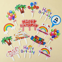 50pcs papier gâteau d'anniversaire Topper arc-en-ciel Cupcake Topper ballon gâteau drapeaux