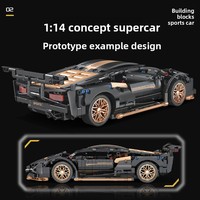Set de Bloques de Construcción de Juguete a Escala 1:14, Diseño de Toro Negro y Dorado, Kit de Modelo de Plástico DIY para Niños