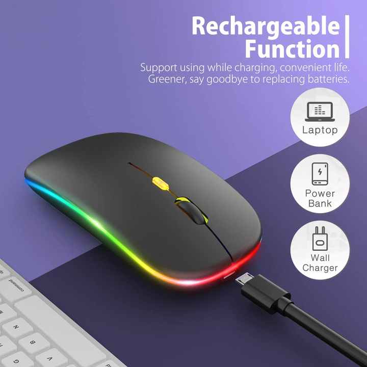 Moderno alto DPI Bluetooth 5,2 ratón sem FIO recarregavel RGB 2,4g modo ...