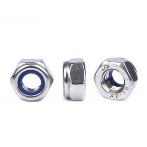 Écrou de blocage hexagonal autobloquant Tengri DIN 985, en acier inoxydable 316, passivé, filetage <span class=keywords><strong>M10</strong></span>, avec insert en nylon bleu et blanc - Product Image 3