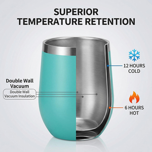 Vaso Térmico Personalizable de Acero Inoxidable con Aislamiento al Vacío de Doble Pared, Forma de Huevo, 12oz, con Tapa, para Café <span class=keywords><strong>y</strong></span> Vino, con Logotipo Personalizado, Venta al Por Mayor - Product Image 5