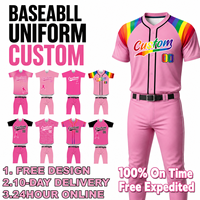Maillot de baseball OEM personnalisé avec ruban rose pour la sensibilisation au cancer du sein, ensemble uniforme d'entraînement de baseball, faible MOQ, tenue d'équipe