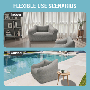 Canapé <span class=keywords><strong>de</strong></span> <span class=keywords><strong>jardin</strong></span> gonflable moderne en PVC, chaise longue pliable individuelle <span class=keywords><strong>avec</strong></span> <span class=keywords><strong>housse</strong></span> en tissu pour patio, utilisation intérieure et extérieure - Product Image 4