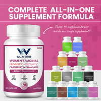 Complément Probiotique et Prébiotique Quotidien pour Femmes Adultes, avec D-Mannose et Complexe de Canneberge, Soutien Immunitaire, 60 Capsules, OEM, Marque Privée, Vente en Gros