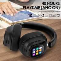 Casque sans fil supra-auriculaire AI avec réduction de bruit ANC, sportif, avec écran couleur transparent, contrôle tactile 930PLUS