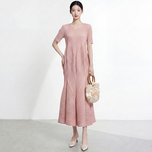 PY 2026 Miyake pleated dress temperament high-end women's wholesale long design niche fluffy plus size hot selling <b>skirt</b> - Product Image 3