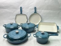 Ensemble de casseroles classiques en fonte émaillée, 7 pièces, 8 couleurs, poêle à frire, poêle antiadhésive, marmite, compatible four, nettoyage facile