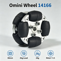 Roue omnidirectionnelle double en aluminium de 38 mm (1,5 pouce) avec 8 rouleaux en PU, moyeu métallique à 360 degrés, charge utile de 2 kg, 14166