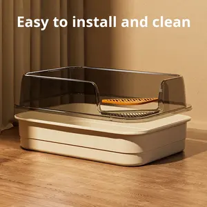 Litière pour chat de haute qualité en PP durable, semi-fermée, haute, anti-éclaboussures, épaisse, facile à <span class=keywords><strong>nettoyer</strong></span>, grande, pliable, entrée avant, sortie supérieure - Product Image 4