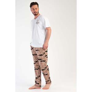 <b>Mens</b> V-Neck Short-Sleeve Silk and Cotton <b>Pajama</b> <b>Set</b> Home Wear Robe with Custom Logo Print Casual Style XL Size - Product Image 2