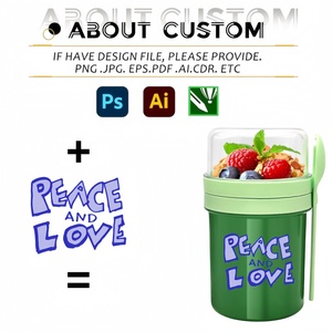 Gobelets réutilisables pour yaourt, parfait et overnight oats avec logo personnalisé, 100 % étanches avec couvercle et cuillère, lot de 4 pour <span class=keywords><strong>la</strong></span> préparation des repas, le petit-déjeuner, <span class=keywords><strong>la</strong></span> salle de sport, le déjeuner - Product Image 3
