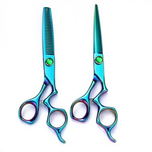 Hairdressing Scissors Set 6 Inch Emerald Green Flat Shears Thinning Shears Professional Hair Styling Tools Stainless Steel - Product Image 1