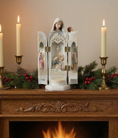 Statue de la Nativité en résine, triptyque, best-seller, figurine de la Vierge Marie en trois panneaux, réaliste et charmante