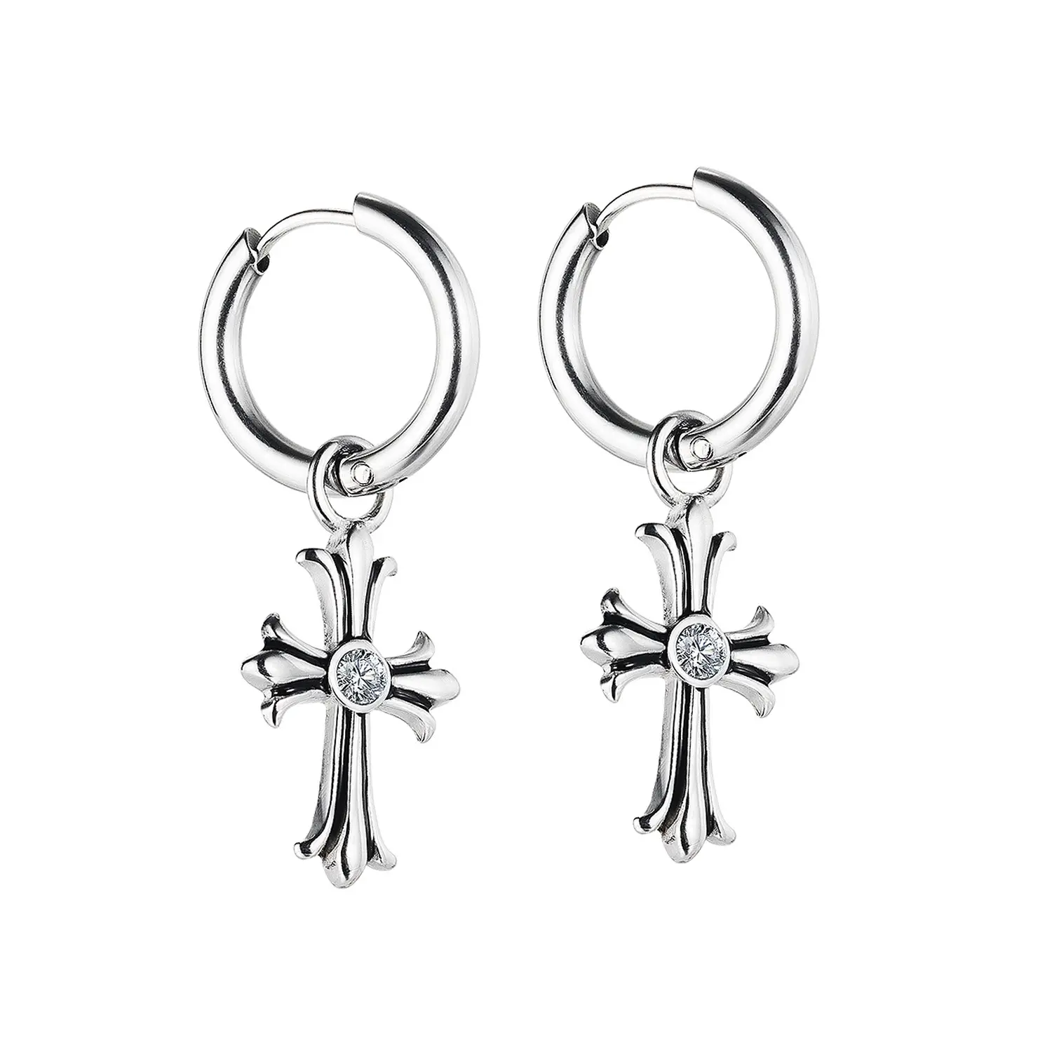 New Stainless Steel Jewelry Manufacturer Wholesale Earrings In The Shape Of A Cross Boys And Girls 18k Gold Plated Hoop Earrings