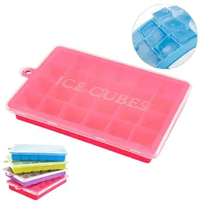 24 Grids Eco-Friendly Silicone Mold Home Bar Ice Cube Tray With Lid Small Fruits Ice Cubes Maker Making Sweet Ice Cream Molds