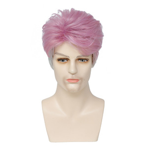 Perruques courtes pour hommes, style européen-américain, résistantes à la chaleur, à boucles extérieures, effet amincissant, polyvalentes et colorées - Product Image 5