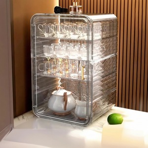 <b>Cup</b> Holder Storage Rack 26x26x41 Plastic Dustproof Cabinet For <b>Tea</b> Coffee Mugs Kitchen Organization - Product Image 1