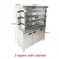 Four à rôtisserie à gaz commercial avec armoire de rangement, machine à griller rotative électrique en acier inoxydable pour restaurant
