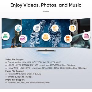 Neumi Atom 4k Lite Ultra-HD kỹ thuật số media player chơi 4K/UHD HEVC/H.265 Video cho tương thích USB Ổ đĩa SD Thẻ cho ngoài trời - Product Image 6