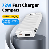 Chargeur pliable ignifuge PD 72W 2 ports de haute qualité - Chargeur rapide GaN ultra fin portable Type-C+USB-A pour téléphone