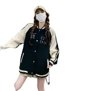 커스터마이징 여성용 캐주얼 야구 유니폼 봄과 가을 디자인 감각 대비 색상 한국 대학 스타일 틈새 코트