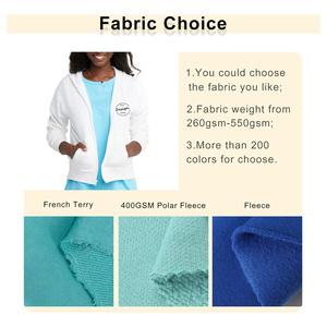 OEM Sweat à capuche de haute qualité avec logo personnalisé pour femmes, sweat à capuche décontracté de couleur unie, veste à fermeture éclair en éponge française avec poche pour femme - Product Image 2