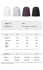เสื้อยืดแขนยาวยืดหยุ่นสูง แบรนด์แฟชั่นอเมริกันใหม่ปี 2026 ทรงหลวม สีพื้น - Product Image 3