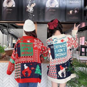 Maglione natalizio Jacquard 2022 per donna maglioni da donna taglie forti addensati <span class=keywords><strong>abito</strong></span> in <span class=keywords><strong>maglia</strong></span> da babbo natale <span class=keywords><strong>rosso</strong></span> maglieria a vento pigro - Product Image 4