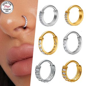 Anneau de nez en titane G23 ASTM F136 avec zircon, anneau de septum de qualité implantable, clou clicker, boucles d'oreilles, anneaux Daith et <span class=keywords><strong>Helix</strong></span>, bijoux de <span class=keywords><strong>piercing</strong></span> corporel - Product Image 1
