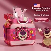 Bouteille d'eau de style ours rose de 800ml pour filles légère et étanche pour l'école et la salle de sport Flacon à vide et thermos à la mode