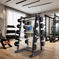 Barres droites et courbes en caoutchouc pour salle de sport commerciale, ensembles de barres de musculation fixes de petite taille et supports – Vente en gros