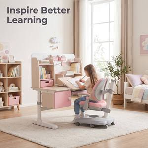 Set Mayorista Ergonómico de Escritorio y Silla para Niños Ajustable en Altura con Estantería, Mesa de Estudio de Madera para Oficina en Casa, Muebles Infantiles - Product Image 1