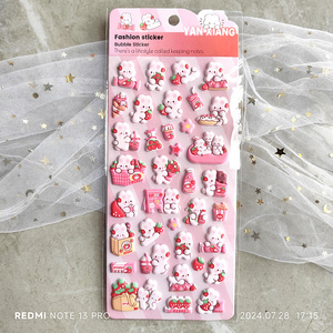 Adesivi gonfi personalizzati Adesivi 3d adesivo rosa fragola <span class=keywords><strong>coniglietto</strong></span> Mini creatore di Album di foto mobili articoli promozionali a buon mercato - Product Image 4