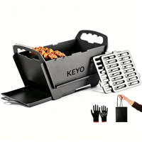 Barbecue Hibachi portable et pliable - Barbecue au charbon de bois robuste et durable avec grille de cuisson en fonte pour le camping en plein air
