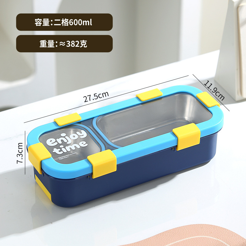 Hc67125, recipiente azul de 600 ml con dos compartimentos separados y sellados.