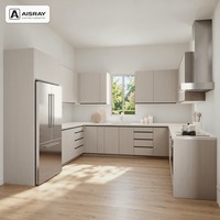 Meubles de cuisine stratifiés pour villa au design moderne, aménagement en U, dimensions personnalisées, livraison en kit et commandes pour projets