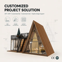 Villa moderne de luxe à ossature A, à faible hauteur, isolée thermiquement, modulaire, préfabriquée, petite maison triangulaire, appartement, ferme, salon