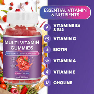 ויטמינים גומי בטעם תות, תמיכה בחיסון ובלעיה, ויטמינים C, D, E, B6, <span class=keywords><strong>B12</strong></span> ומינרלים, 90 גומי, מתאים לבני נוער, טבעוני. - Product Image 3
