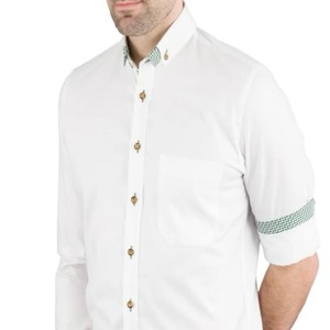 Camisa Formal Bávara para Hombre, Estilo Oktoberfest, Combinación de Colores Blanco y Verde, Corte Regular, con un Solo Bolsillo en el Pecho - Product Image 2