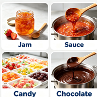 Chaudière à vapeur industrielle à chauffage indirect pour la production de confiture, de sauce et de bonbons, cuve de cuisson automatique avec agitateur mélangeur