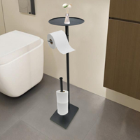 Porte-papier hygiénique moderne en acier inoxydable noir Salle de bain Type de sol Debout Accessoire de décoration Salle de bain Essentiels