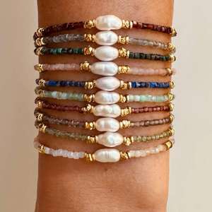 เครื่องประดับกึ่งชุบทองสำหรับฤดูหนาวไข่มุกน้ำจืดสร้อยข้อมือลูกปัดคริสตัลบำบัดเครื่องประดับแฟชั่นทำด้วยมือสำหรับทุกเพศ - Product Image 1