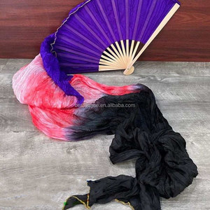 Abanicos de Seda para Danza del Vientre, Abanicos Largos de Bambú para Danza Fluido, Abanicos de Seda para Danza de Alabanza y Adoración, Abanicos de Danza Cristiana - Product Image 2