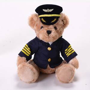 Boneka kustom untuk <span class=keywords><strong>Pilot</strong></span> boneka beruang Teddy pesawat lucu hadiah mainan hewan terbaik untuk anak-anak PP katun mengisi beruang mewah - Product Image 1
