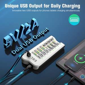 Batería Recargable AAA NiMH EBL de 1100 mAh (Paquete de 16) Cargador AA/AAA con 2 Puertos de Carga USB Categoría de Producto Cargadores de Baterías - Product Image 3